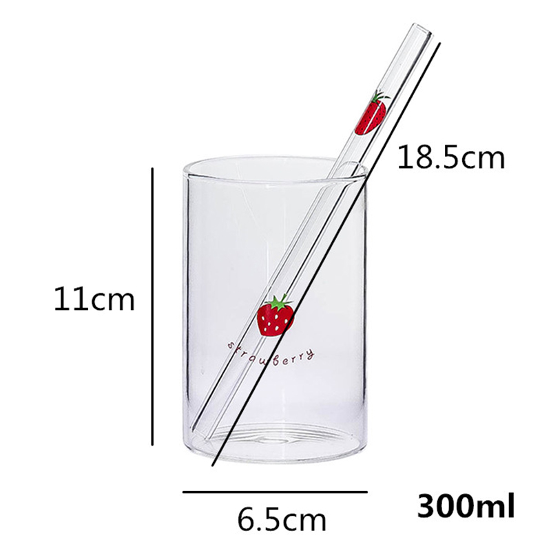 300ml jordgubbe söta nordiska glaskoppar transparent vattenkopp studentmjölk värmebeständigt glas hemfest drickskopp