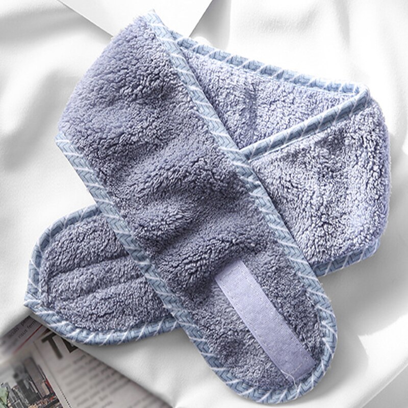 Diadema Facial de algodón para mujer, bandana de Velcro, gorro de ducha para la cabeza, envoltura mágica para el cabello, accesorios para el cabello: dark blue
