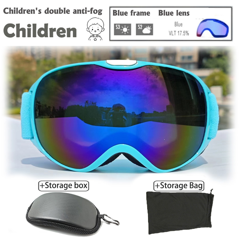 Ski Glasses Kids 4-14 Years Old Double Layer Anti Fog Windbreak Safety Glasses UV400 All Day Skiing Glasses Winter Anti-Glare: Ivory