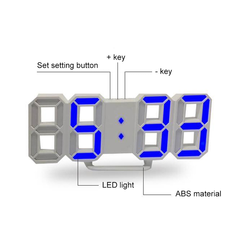 3D LED Digital Alarm Clocks Modern Wall Hanging Clock Electronic Nightlight Display Alarm Clock for Home Living Room Decor