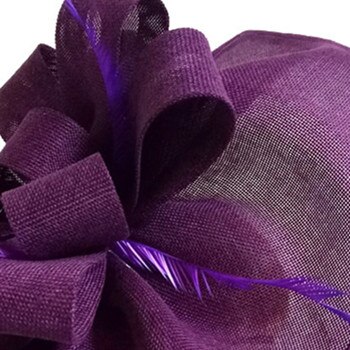 Imitation sinamay wedding bride hat red fascinators for women party dinner headpiece with hair aclip bridal headwear: Purple 