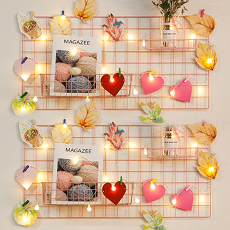 Nordic Ins Thuis Wanddecoratie Ijzeren Rooster Decor Fotolijst Ansichtkaarten Diy Wall Art Display Opbergrek Houder Plank Organisator