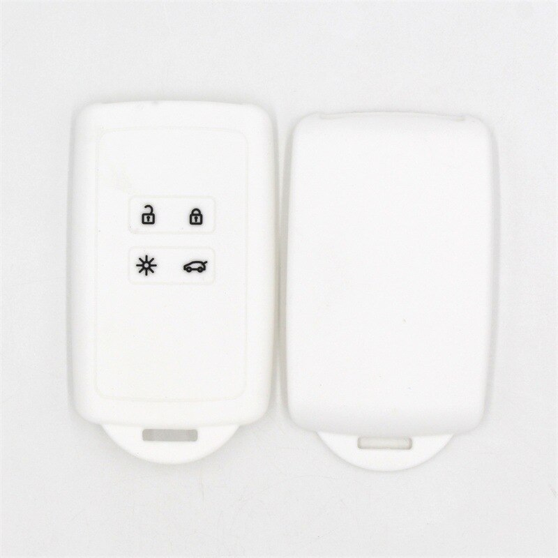 1pcs Silicone rubber car key case cover for Renault KOLEOS Kadjar Arkana for samsung QM5 4 button card smart key shell set: White