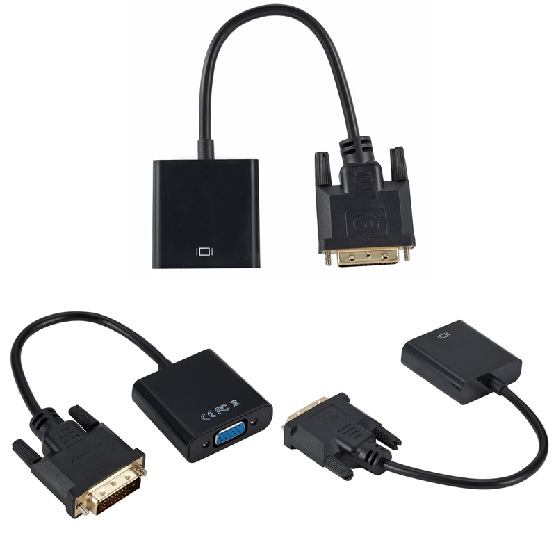 DVI Male naar VGA Female Video Converter Adapter DVI 24 + 1 15 Pin DVI-D naar VGA Adapter Kabel 1080P Vedio Onderdelen Accessoires