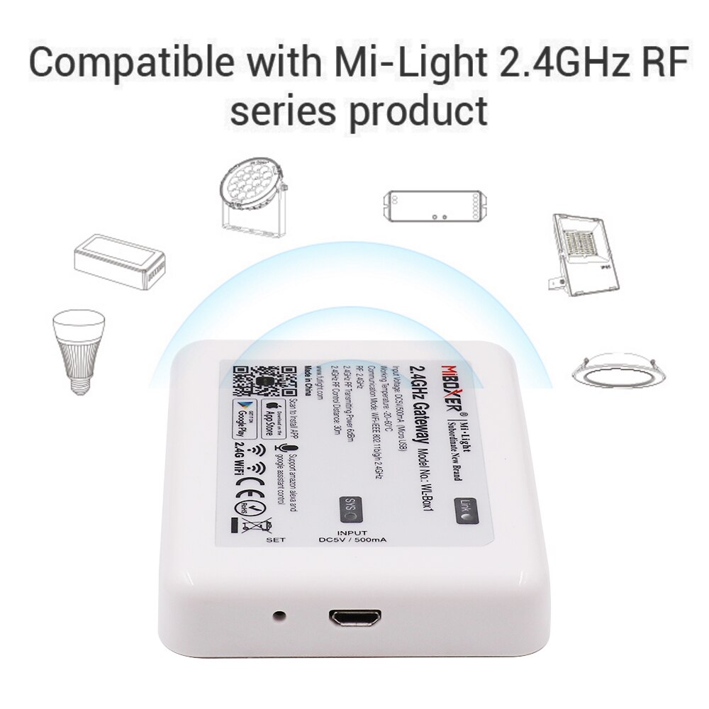 Milight RGBCCT LED Controller FUT039 + FUT092 2,4G Wireless 4-Zone RF Touch Remote + Miboxer WL-Box1 2,4 GHz Wifi Controller