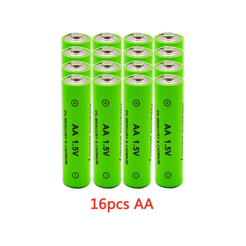AA battery 3000mAh 1.5V alkaline AA rechargeable battery for remote control toy light battery: 16pcs aa