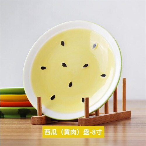 Household ceramic plate fruit plate 8 inch watermelon plate Japanese steak dessert breakfast plate tableware LB52003: 11