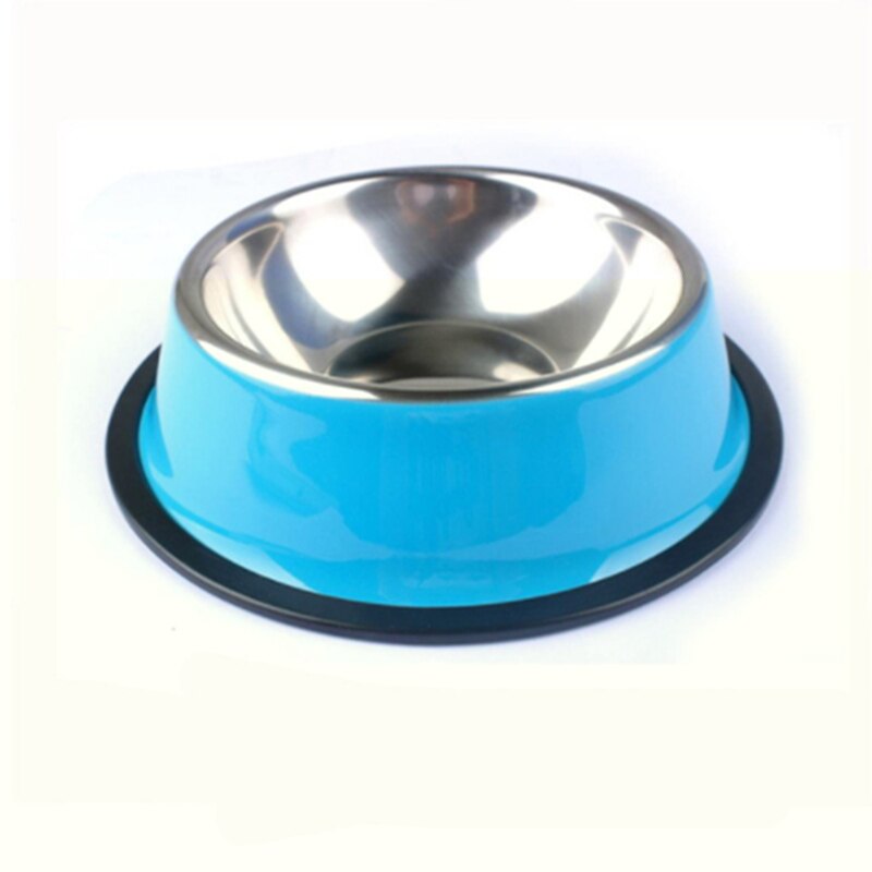 ¡Novedad! Cuencos de acero inoxidable para perros y mascotas, comida para gatos y cachorros, plato de agua para beber, alimentador, alimentación de viaje, platos antideslizantes, suministros para mascotas: Azul