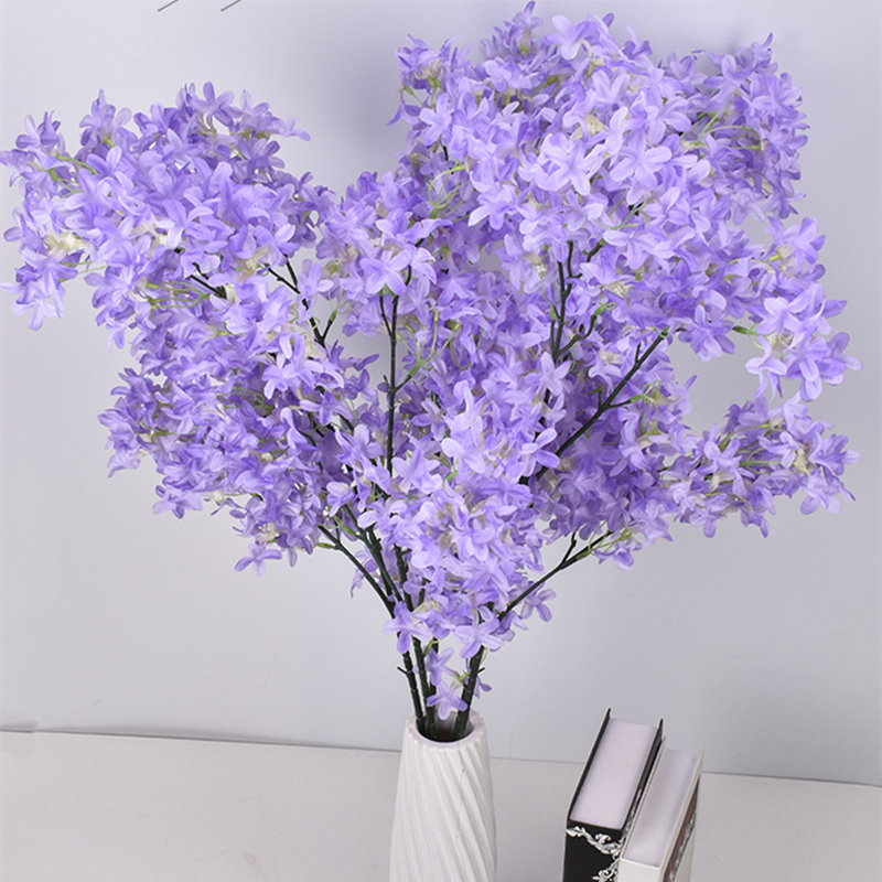 Flor Lila Artificial - Tallo Largo 100cm Flor Seda Flor Cerezo para Decoración Hogar Oficina Hotel Boda Fiesta
