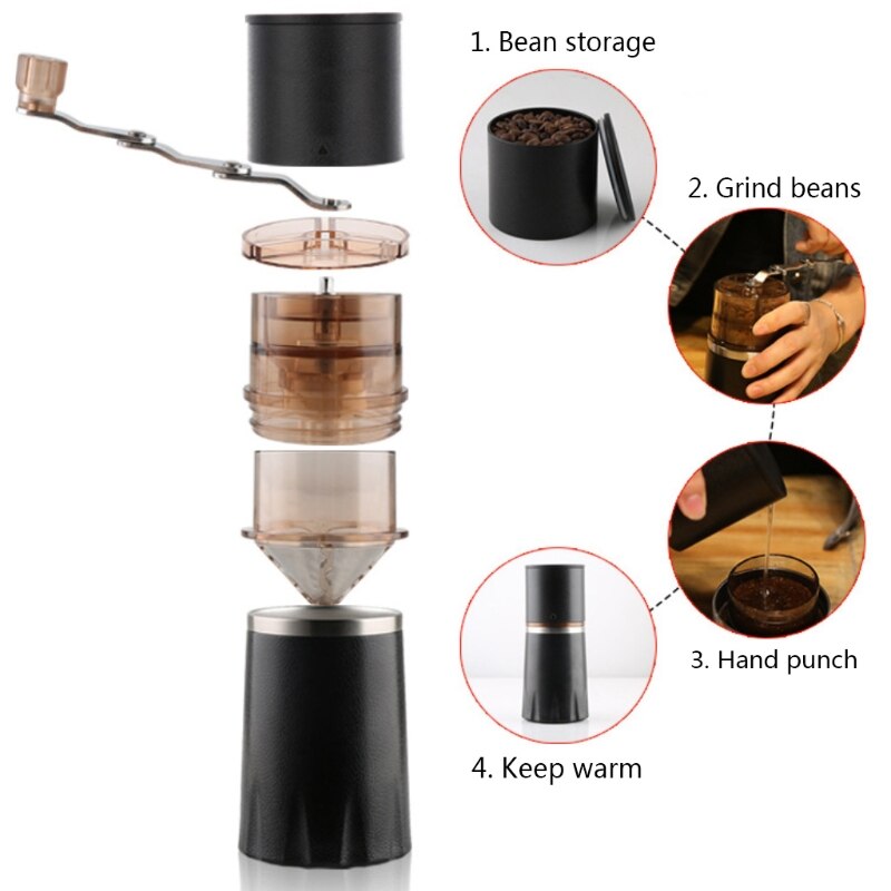 Coffee Grinding Cup Hand Grinder Travel Grinding Bean Cup All-in-one Portable