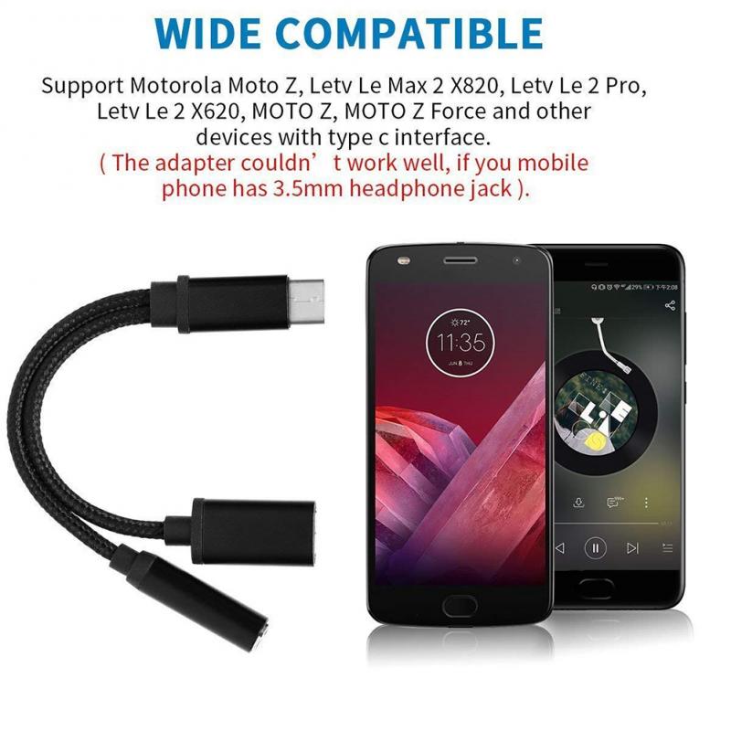 1 stücke 2 in 1 USB Typ C zu Aux Jack Adapte und Ladung für Moto Z USB C zu 3,5mm Kopfhörer Jack Adapter und Ladung,