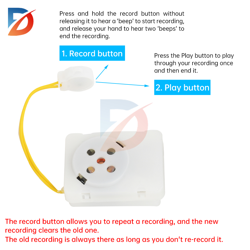 5-Minuten-Aufnahme-Recorder, Lautsprecher, Plüschtier, Sprachnachrichten-Recorder, Aufnahme, Soundmodul, Sprachnachrichten-Aufnahme
