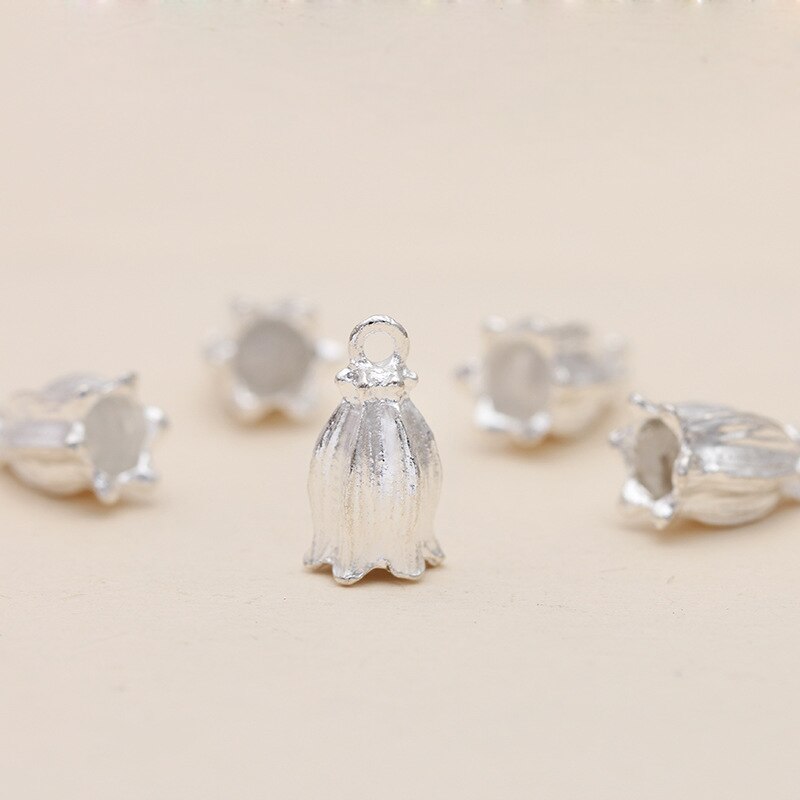 20pcs Tassel End Caps - 7x16mm Copper Metal Jewelry Findings for Leather Cord: Silver