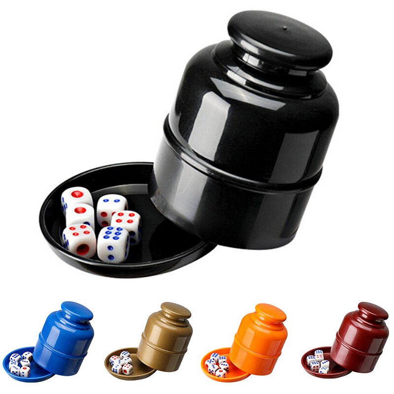 1Set Vijf Kleuren Dice Cup Ktv Pub Casino Party Game Speelgoed Abs Schudden Cup Doos Met 5 Stks Dices verdikte Gecombineerd