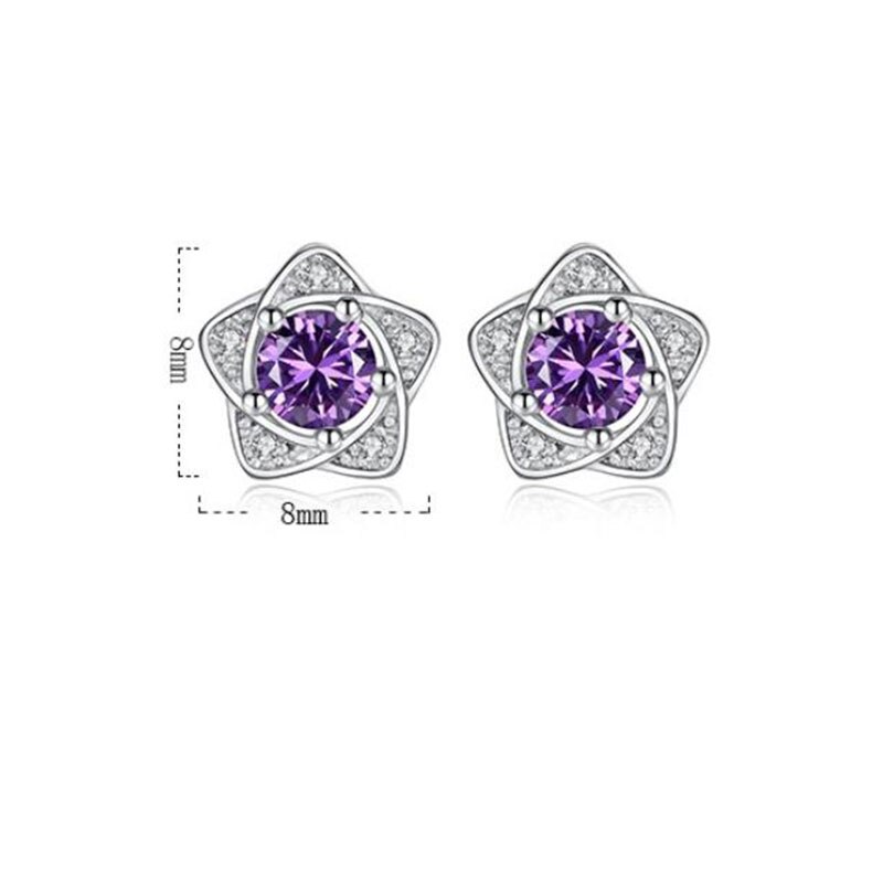 Anenjery Heißer Silber Farbe Mikro CZ Sterne Lila Weiß Zirkon Ohrringe Für Frauen boucle d'oreille S-E586