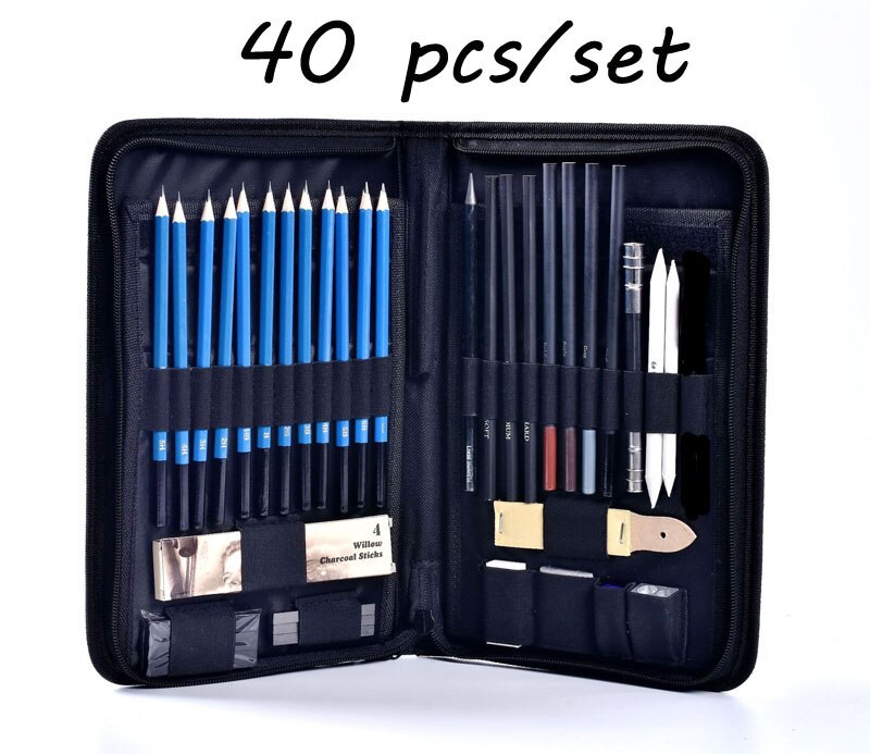 31/40/47Pcs Sketch Pencils Set for Artist Paint Draw Sketch Pencil Art Set Sketch Graphite Charcoal Drawing Tool: 40 Sketch Pencils