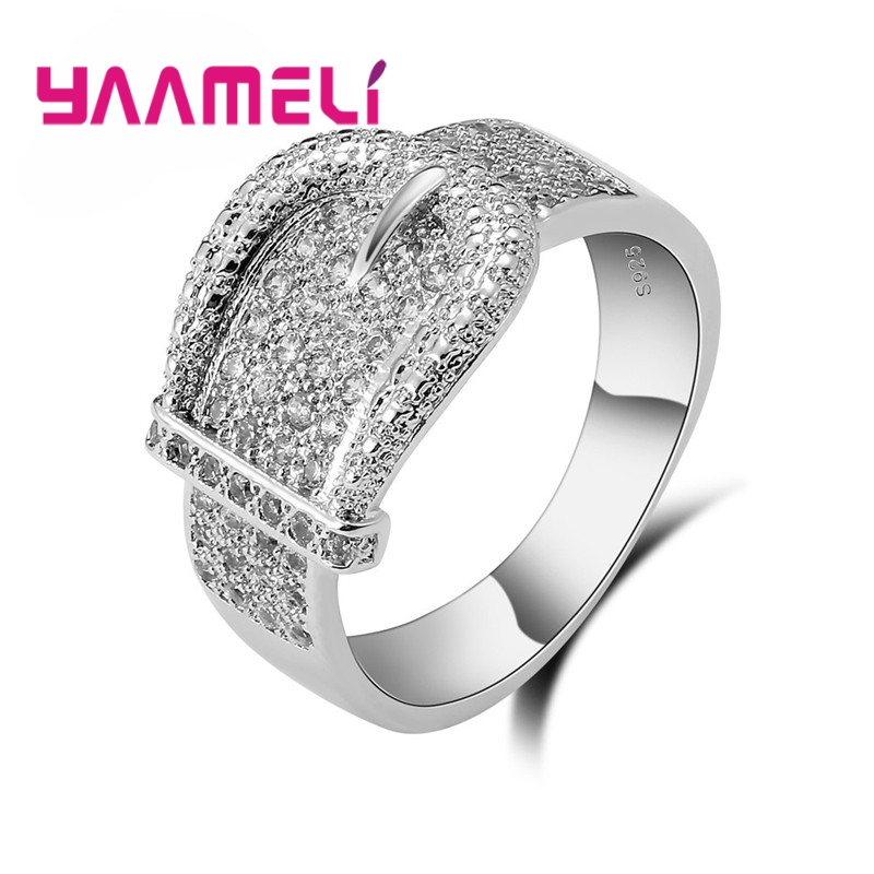 Nuovo anello da cintura lucido per donna completo piccoli cristalli austriaci intarsio pavimentato Bijoux alta qualità 925 gioielli in argento Serling vendita calda