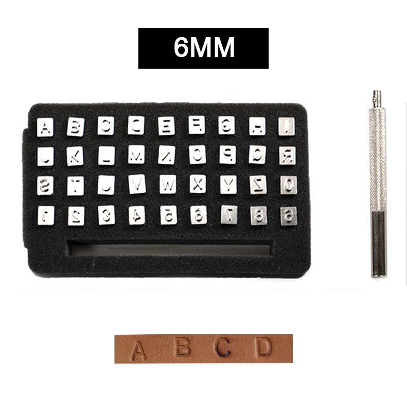 Ensemble de poinçons à lettres de l&#39;alphabet et à chiffres, poinçon en acier, outils pour le cuir, 36 pièces/ensemble, 4mm/6mm: 6mm