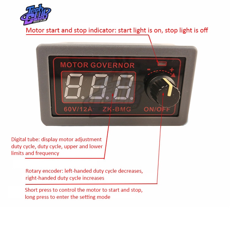 Dc 9-60v 12v 24v 48v 12a 20 khz justerbar pwm motorhastighetsregulator dc motorstyring digital display regulatorbryter