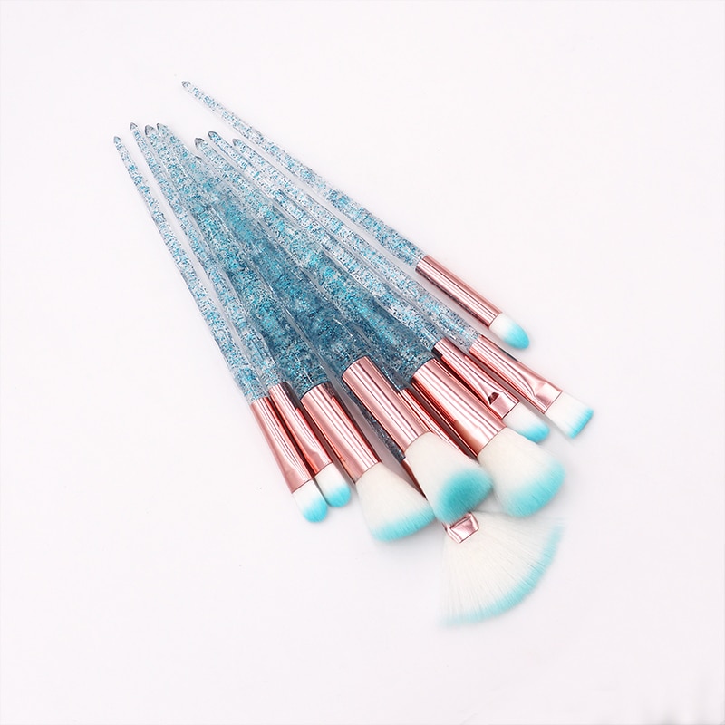 10pcs Diamond Makeup Brushes Set Crystal Brush Powder Blush Foundation Eyeshadow Brush Diamond Make up brush Kits maquiagem