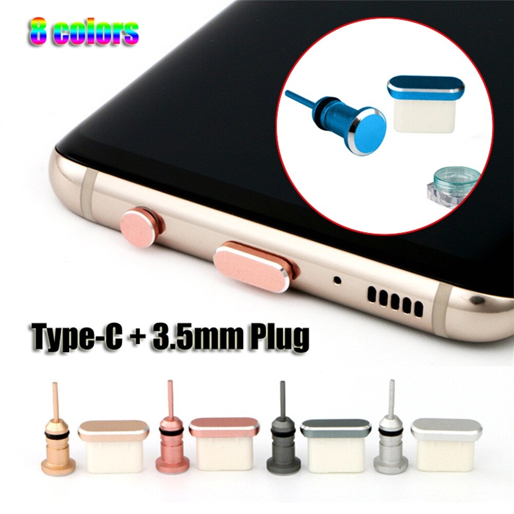 Type C Charging Port Earphone Dust Plug 3.5mm Jack Interface Mobile Phone Card Retrieve Card Pin For Samsung Oneplus Huawei