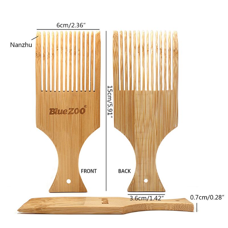 Anti-static Bamboo Hair Pick Comb Scalp Massage Wide Tooth Detangling Combs Afro
