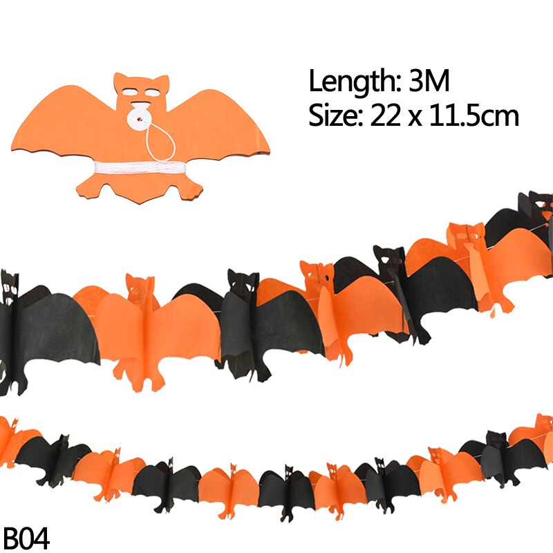 Halloween dekoration tegneserie kat stjerne flagermus heks græskar brev glad halloween banner bunting flag halloween fest hængende indretning: B04- flagermus banner
