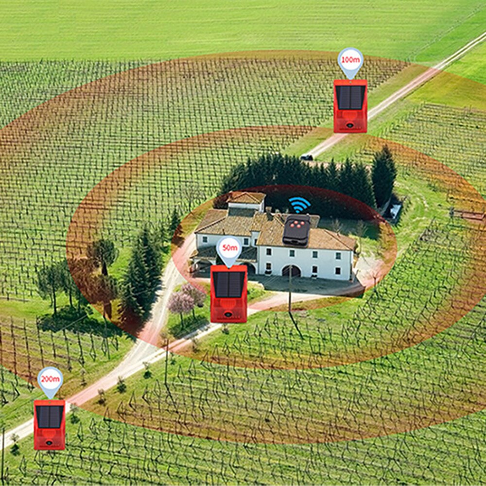 Solar ljudvarning blixt varning ljudlarm larm rörelsesensor siren strobe säkerhetslarmsystem för utomhusbruk