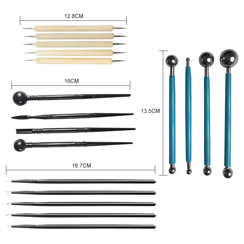 Modeling Clay Tools Kit Carving Sculpture Ceramic Pottery Sculpting Polymer Clay Craft Hobby Supplies Mandala Dotting Tool Set: 18pcs set 2
