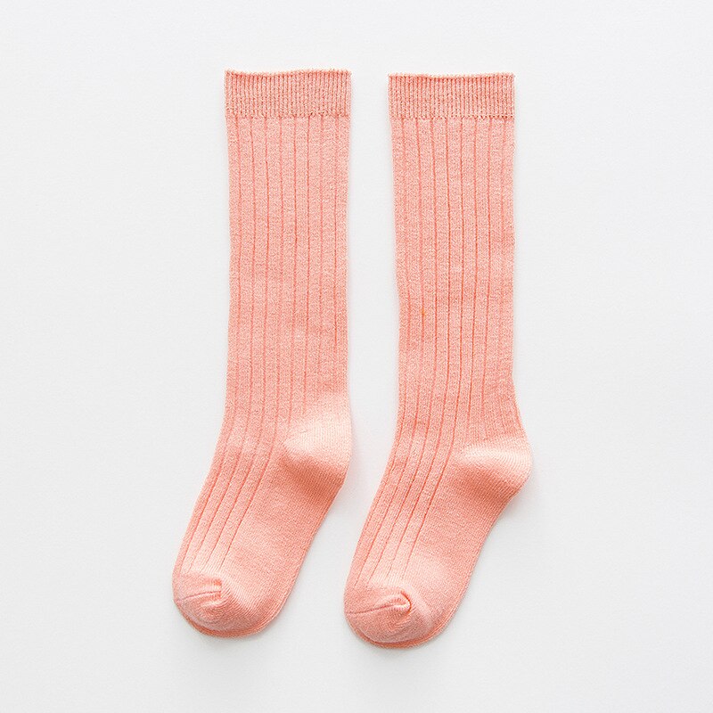 Baby piger knæhøje sokker børn benvarmer solid bomulds sokker åndbar blød baby skridsikker lang sok wms 011: Wms 011b
