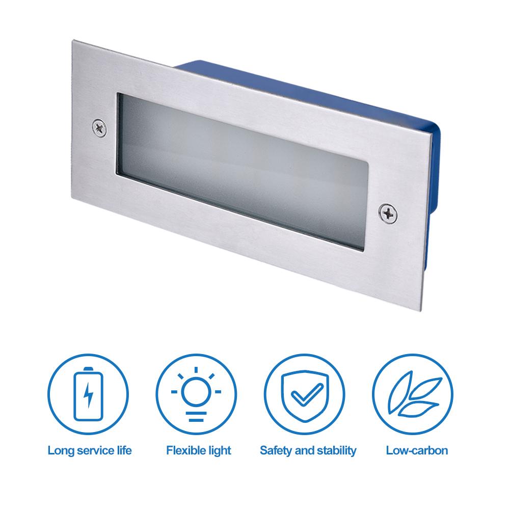 Outdoor 7W Led Step Light IP65 Stainless Steel Embedded Staircase Corner Brick Lamp Waterproof Recessed Wall Stair Lamp Footligh