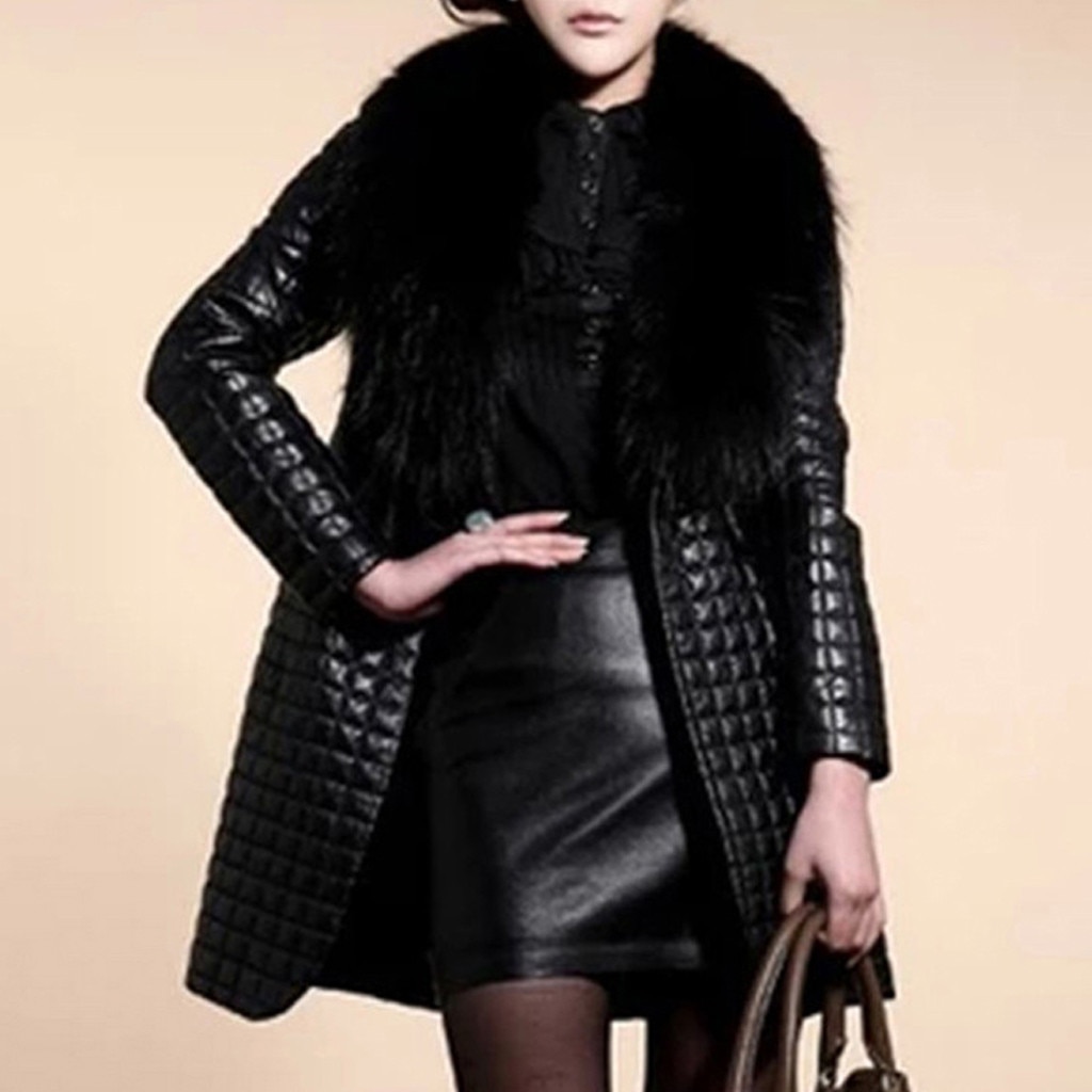 Frauen Oberbekleidung Mäntel Jacken Faux Leder Pelz Langarm Mantel Jacke Oberbekleidung Weibliche Winter Warme Lange Mantel