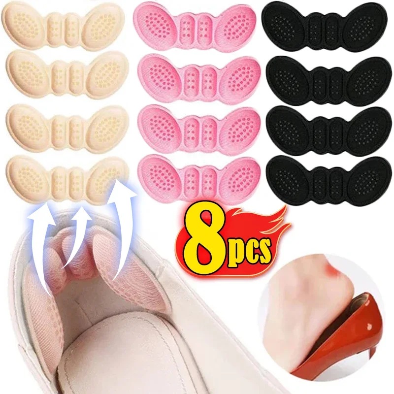 1/4 pares de almohadillas de inserciones de tacón alto, plantillas adhesivas antidesgaste de tamaño ajustable, pegatina protectora, alivio del dolor, cojín para zapatos para el cuidado de los pies