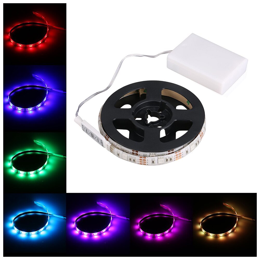 Rgb fleksibel led lysstrip  ip65 15 leds  dc5v med controller batteridrevet, led tape, lys strips til tv skab cykel