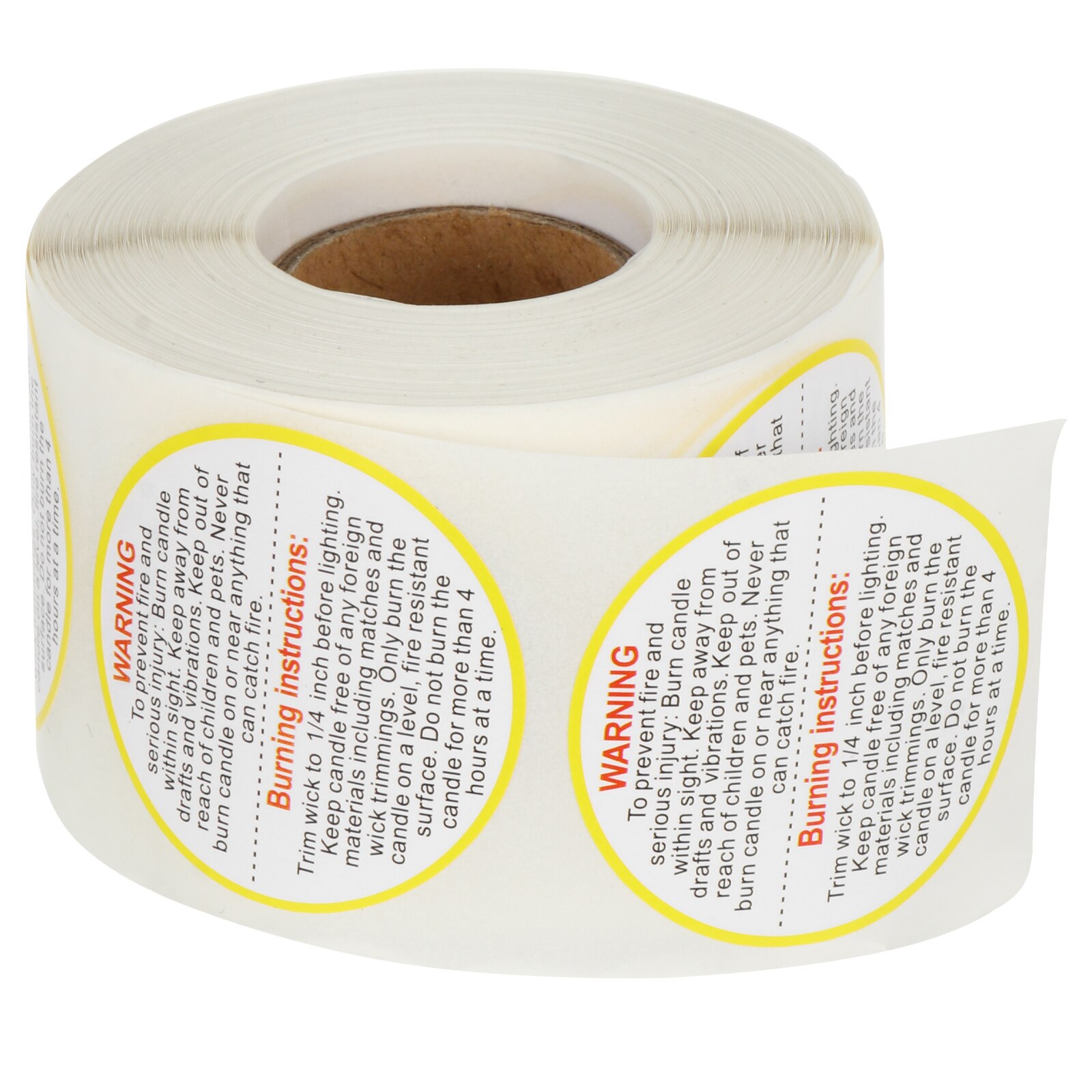 1 Roll Waterproof Adhesive Warning Decals Label for Candle Jars Containers