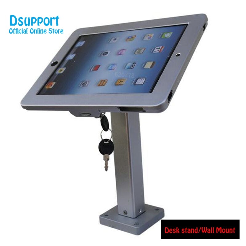 For ipad 2/3/4/air/pro 9.7&quot; desk mounting countertop locking mount anti-theft bracket display with lock metal frame holder