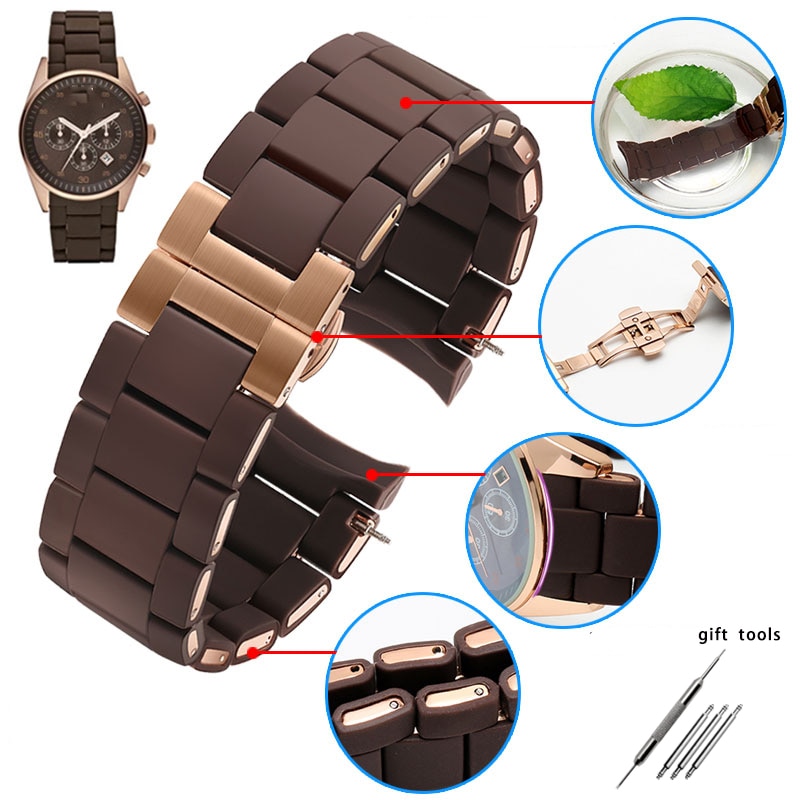 Cinturino in gomma siliconica acciaio in gomma per AR5890 AR5889 AR5858 AR5920 AR5868 AR8023 uomo 23mm donna 20mm cinturino cinturino