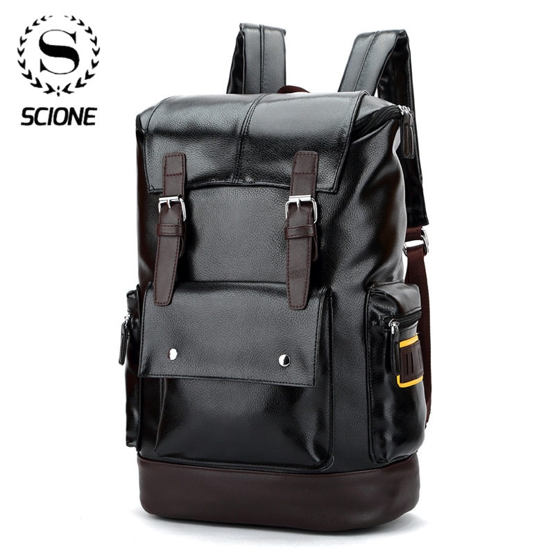 sac à dos en simili cuir polyuréthane hommes sacs à dos pour sac d'école sacs pour ordinateur portable homme étudiant sac voyage sacs grande capacité affaires