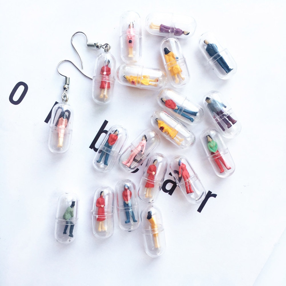 Hand Made Funny Earrings Random Capsules Villain Earrings Funny Cartoon Translucent Ear Clips Student Earrings