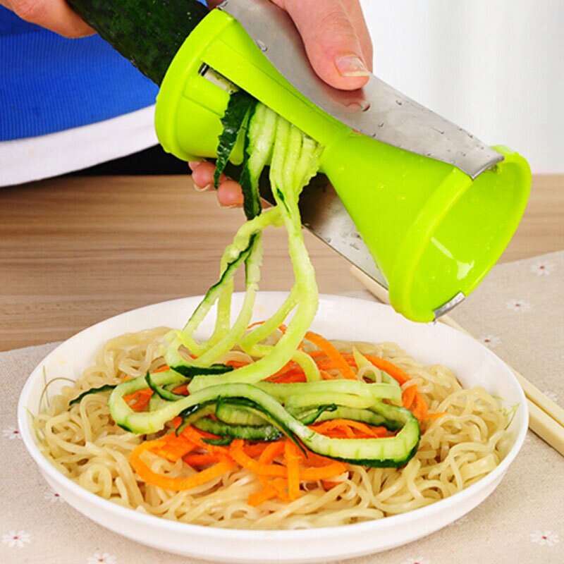 Plantaardige Spiral Slicer Peeler Herontworpen Handvat Met Rvs 4 Blade Cutter Fruit Slicer Peeler