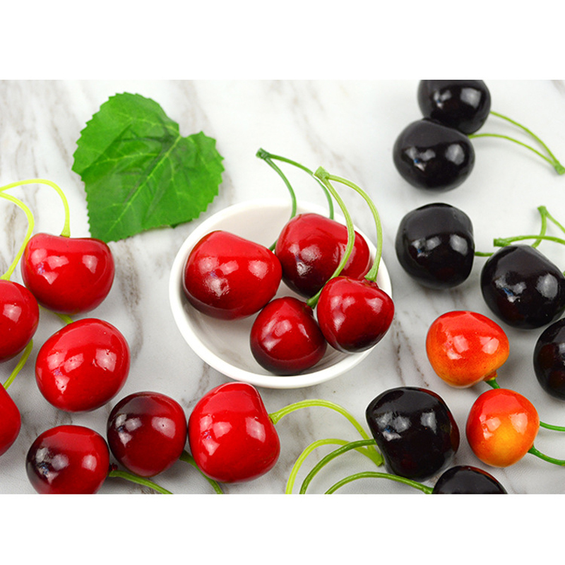 2 capsulesv 3pcs hoge Kunstmatige Nep Simulatie Cherry Model Ornament Craft Fotografie props Kerst Raamdecoratie