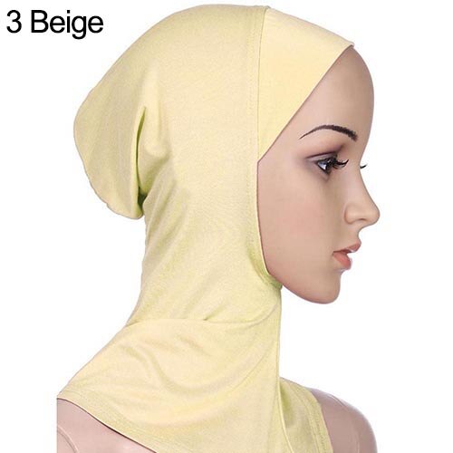 Bonnet hijab musulman doux et intégral, sous-foulard islamique, bonnet, châle, foulard islamique, bandeau intérieur: Beige