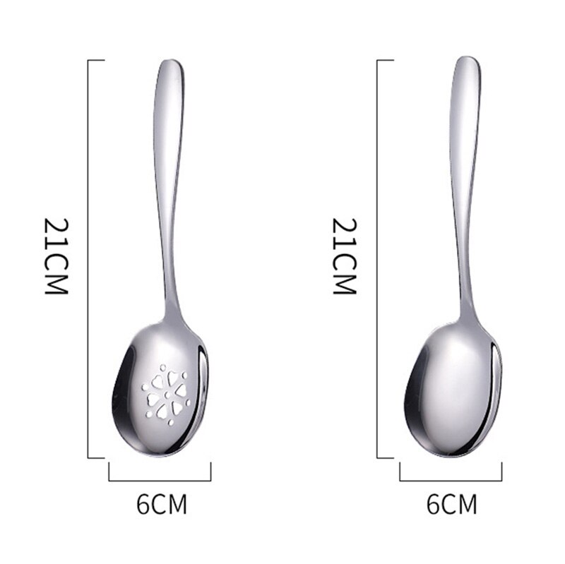 304 Stainless Steel Serving Ladle Slotted Spoon Set for Catering, Large Serving Utensils Restaurant Supplies Kitchen Tools