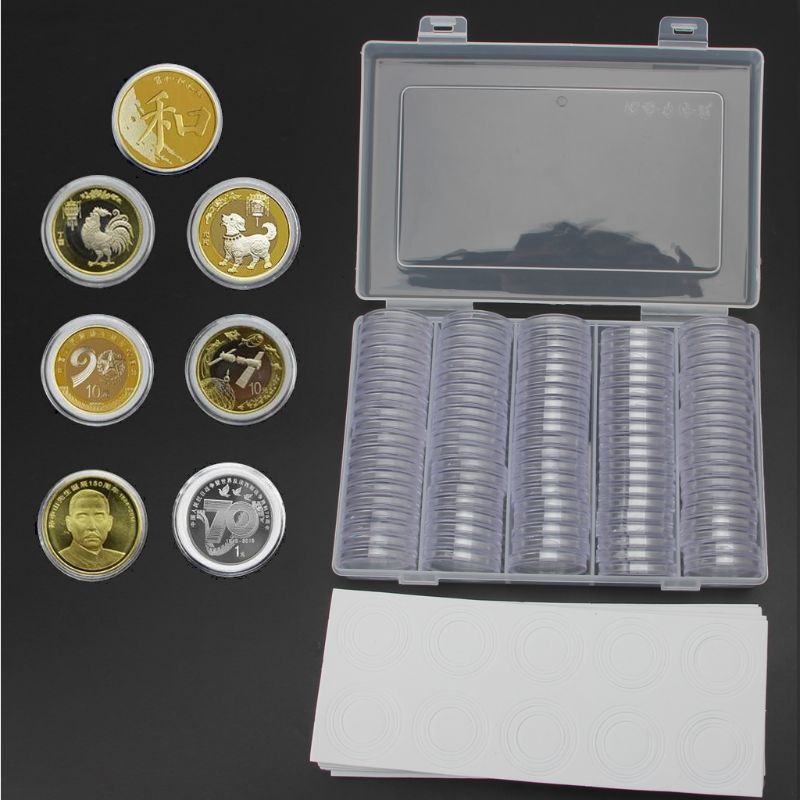 100Pcs 30mm Coin Capsules Beschermen Pakking Muntenverzameling Doos Transparante Opbergdoos PXPC