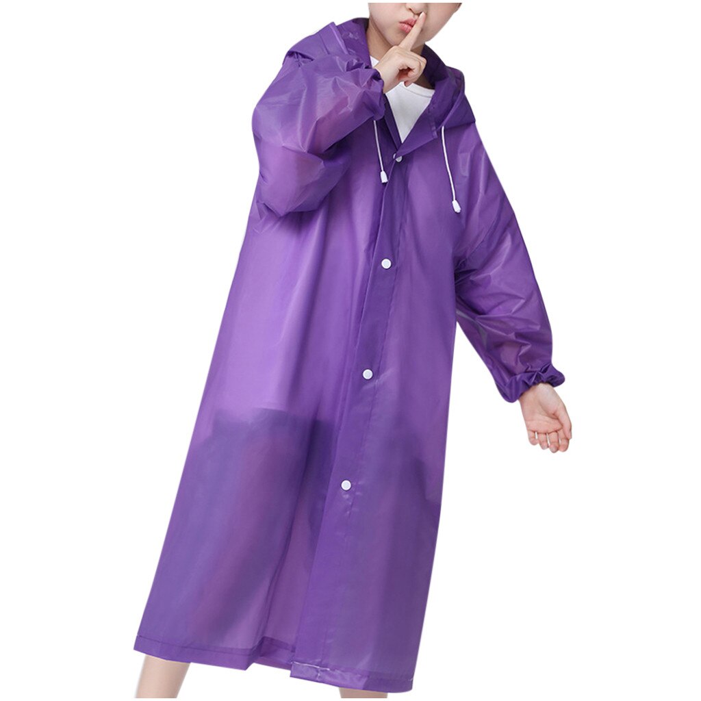 Waterproof Raincoat Kids Children Reusable Outdoor Travel Thickened Rain Coat Thick Transparent Clear EVC Rainwear chubasquero: Purple 
