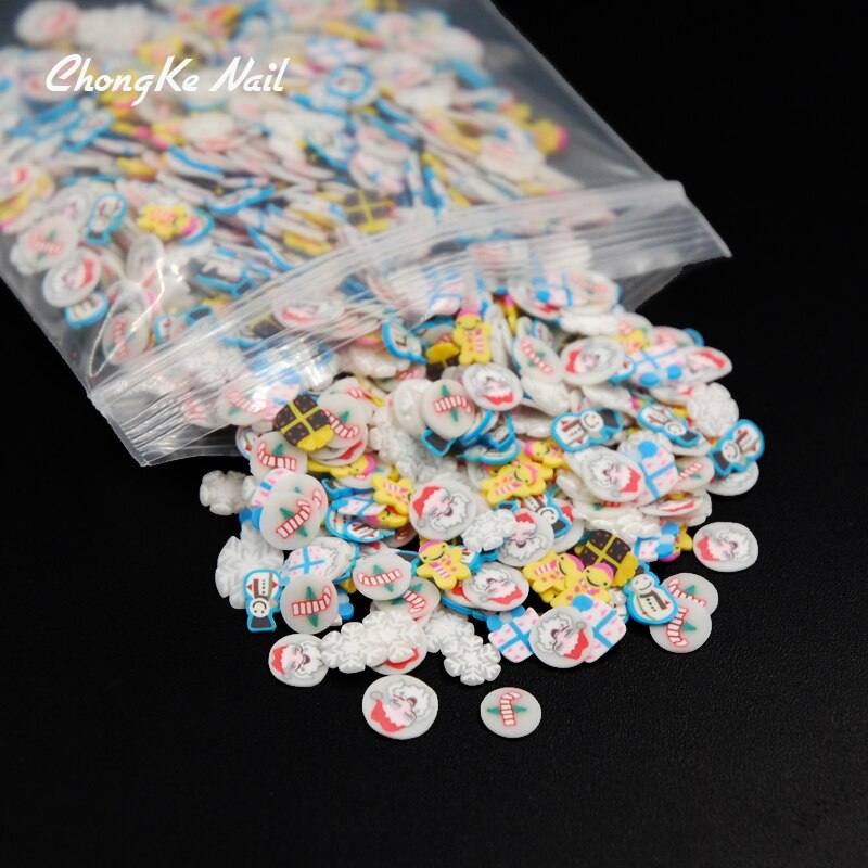 Diy 2000Pcs 3D Nail Art Decoraties Kerst Slices Polymer Clay Tiny Nail Art Rhinestones Acryl Decoratie Manicure