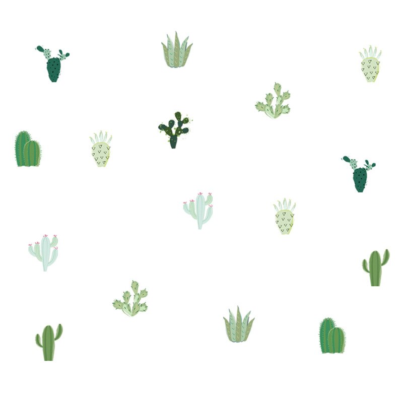 Tofok Cartoon Green Cactus DIY Wall Decorative Sticker Pastoral Style Home Window Furniture Decals Home Store Nursery Sticker
