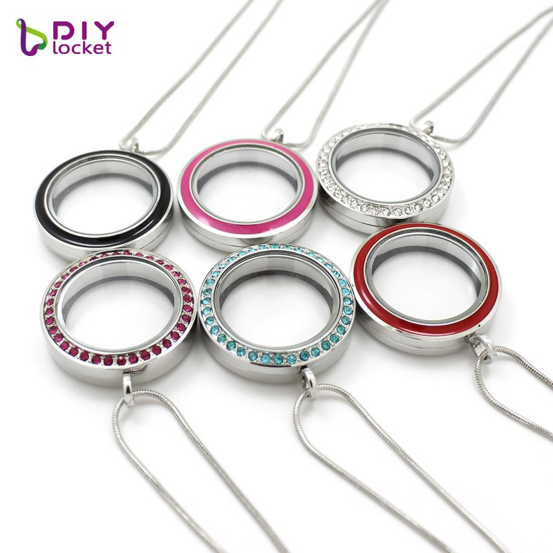 !! 5pcs/lot 30mm Round twist living locket pendant floating charm locket (chains included) LSFL024*5