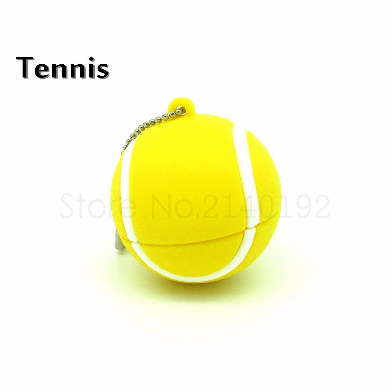 Pendrive de silicona con dibujos de fútbol, baloncesto, fútbol, tenis, 4GB, 8 GB, 16 GB, 32 GB: 128 m / Tennis