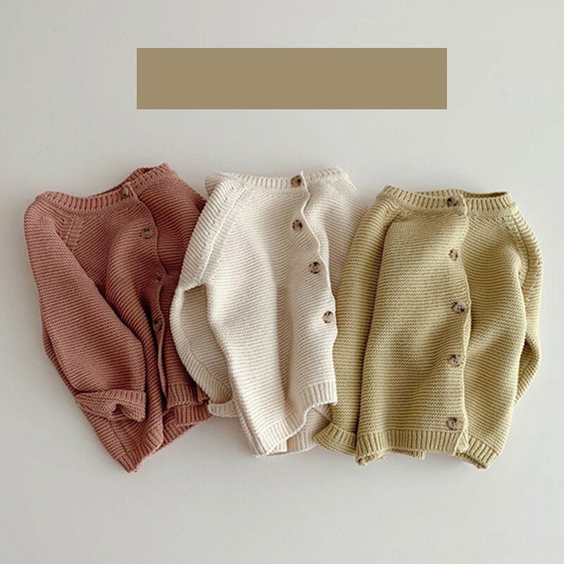 Baby drenge piger cardigan efterårs bomuldstrøje toppe baby børnetøj børn strikket vintertøj 0-2 år spædbarn: Gul / 5m